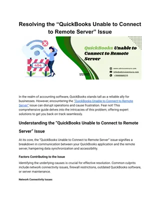 Resolving the “QuickBooks Unable to Connect to Remote Server” Issue