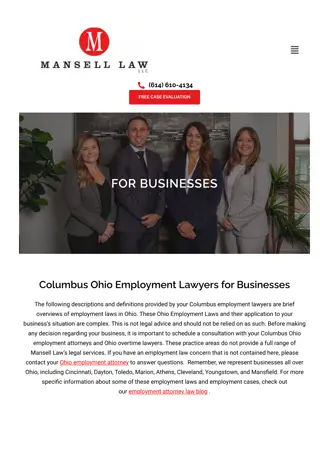 Employment Lawyers for Businesses Columbus, Ohio | Ohio Labor Laws