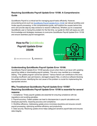 Resolving QuickBooks Payroll Update Error 15106 - A Comprehensive Guide