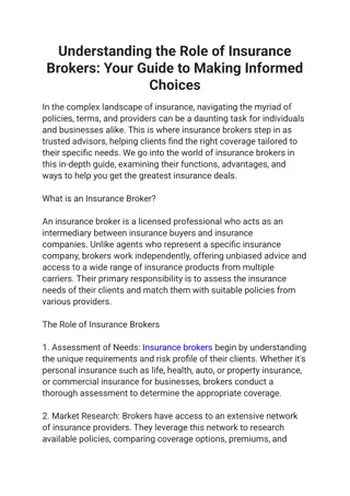 Understanding the Role of Insurance Brokers