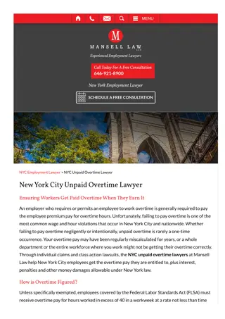 NYC Unpaid Overtime Lawyer