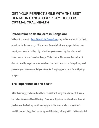 GET YOUR SMILE WITH THE BEST DENTAL IN BANGALORE 7 KEY TIPS