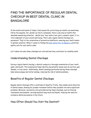 FIND THE IMPORTANCE OF REGULAR DENTAL CHECKUP IN BEST DENTAL CLINIC IN BANGALORE