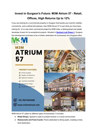 Invest in Gurgaon's Future M3M Atrium 57 - Retail, Offices, High Returns Up to 12%
