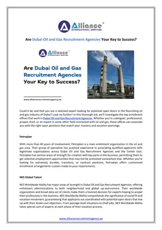 Are Dubai Oil and Gas Recruitment Agencies Your Key to Success
