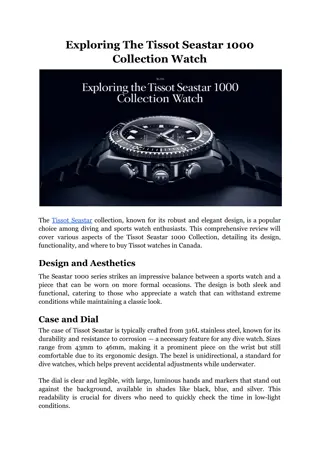 Exploring The Tissot Seastar 1000 Collection Watch