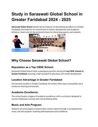 Study in Saraswati Global School in Greater Faridabad 2024 - 2025