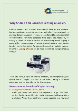 Why Should You Consider Leasing a Copier?