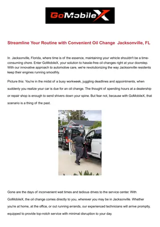 Streamline Your Routine with Convenient Oil Change  Jacksonville, FL