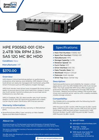 HPE P30562-001 G10  2.4TB 10k RPM 2.5in SAS 12G MC BC HDD