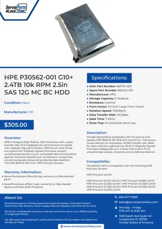 HPE 862140-001 6TB 7.2k RPM 3.5in DS SAS 12G SC Midline G9 G10 HDD