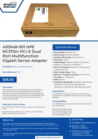 430548-001 HPE NC373m PCI-E Dual Port Multifunction Gigabit Server Adapter