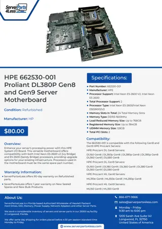 HPE 662530-001 Proliant DL380P Gen8 and Gen9 Server Motherboard