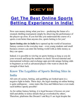 Get The Best Online Sports Betting Experience in India!