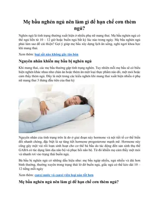 Mẹ bầu nghén ngủ nên làm gì để hạn chế cơn thèm ngủ