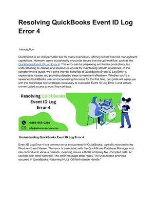 Resolving QuickBooks Event ID Log Error 4