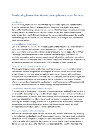 Demand for Healthcare App Development Services