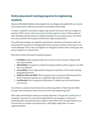 Online placement training programs for engineering students