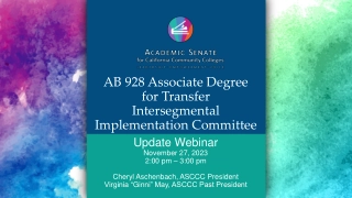 AB 928 Associate Degree for Transfer Implementation Committee Update Webinar