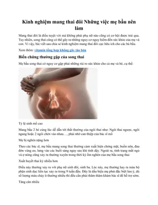 Kinh nghiệm mang thai đôi Những việc mẹ bầu nên làm