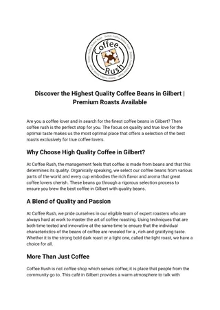 Discover the Highest Quality Coffee Beans in Gilbert | Coffee Rush