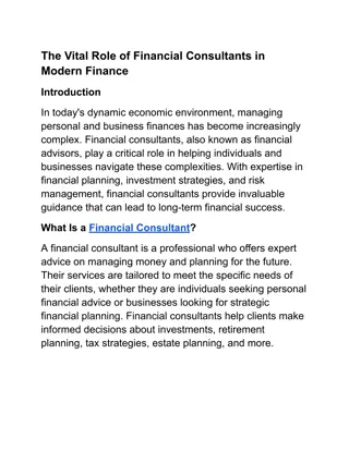 The Vital Role of Financial Consultants in Modern Finance