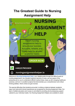The Greatest Guide to Nursing Assignment Help