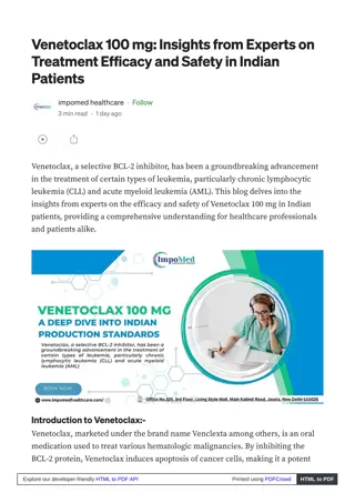 Venetoclax 100 mg: Sourcing from Indian Manufacturers