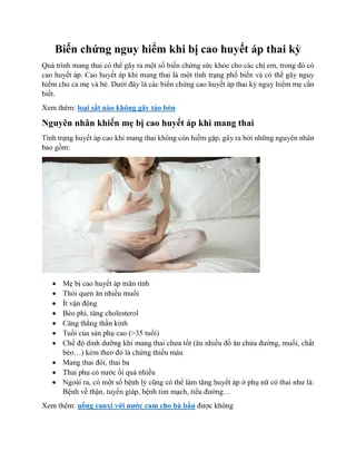 Biến chứng nguy hiểm khi bị cao huyết áp thai kỳ