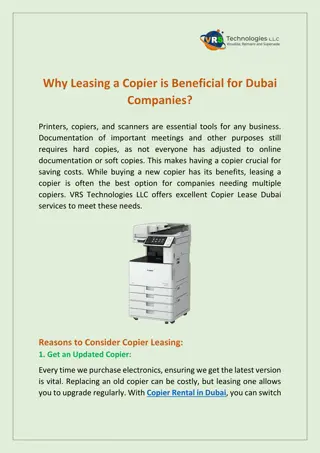 Why Leasing a Copier is Beneficial for Dubai Companies?
