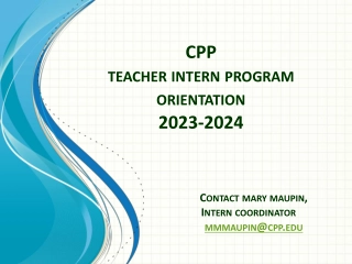 CPP Teacher Intern Program Orientation 2023-2024