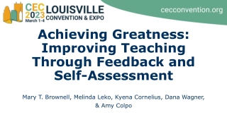 Achieving Greatness: Improving Teaching Through Feedback and Self-Assessment