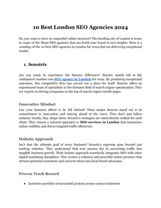 10 Best London SEO Agencies 2024