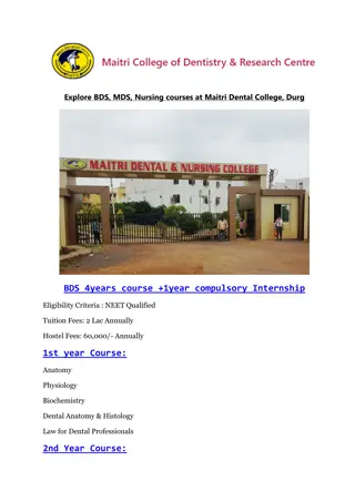 Explore BDS, MDS Nursing courses at Maitri Dental College, Durg