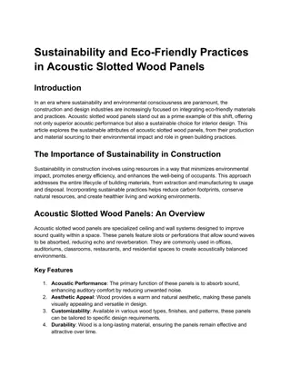 Sustainability and Eco-Friendly Practices in Acoustic Slotted Wood Panels
