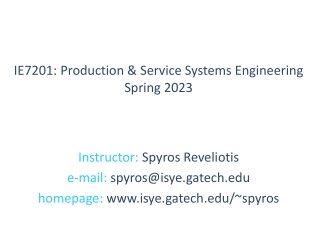 Production & Service Systems Engineering Spring 2023